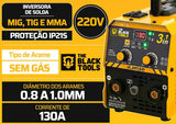 Maquina Inversora De Solda MIG Sem Gas 130A 3 Em 1 TIG Lift Kit Completo — foto 2
