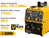 Maquina Inversora De Solda MIG Sem Gas 130A 3 Em 1 TIG Lift Kit Completo — foto 5