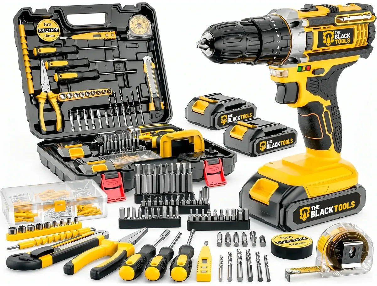 [ÚLTIMAS UNIDADES] Parafusadeira Furadeira de Impacto 21V The Black Tools + Kit Completo 136 Peças com Maleta — foto 1