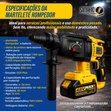Kit 4 em 1 Ferramentas 48V — Martelete, Esmerilhadeira, Parafusadeira e Chave de Impacto, 2 Baterias e Maleta — foto 3
