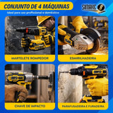 Kit 4 em 1 Ferramentas 48V — Martelete, Esmerilhadeira, Parafusadeira e Chave de Impacto, 2 Baterias e Maleta — foto 4