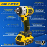 Kit 4 em 1 Ferramentas 48V — Martelete, Esmerilhadeira, Parafusadeira e Chave de Impacto, 2 Baterias e Maleta — foto 5
