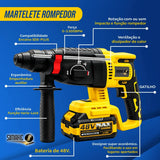 Kit 4 em 1 Ferramentas 48V — Martelete, Esmerilhadeira, Parafusadeira e Chave de Impacto, 2 Baterias e Maleta — foto 8