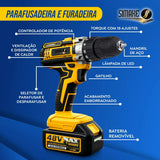 Kit 4 em 1 Ferramentas 48V — Martelete, Esmerilhadeira, Parafusadeira e Chave de Impacto, 2 Baterias e Maleta — foto 9