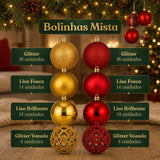 Kit de 100 Bolas de Natal Vermelhas e Douradas com Estrela